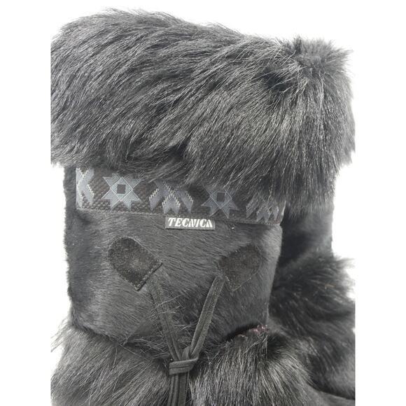 VTG Technica Aztec Print Black Fur Boots Size 6 Made in Italy - Picture 2 of 16